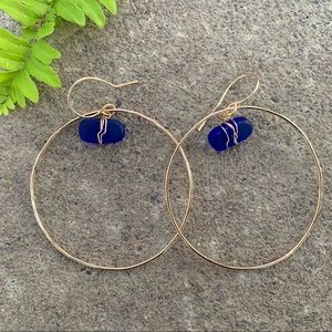 Sea glass hoop earrings